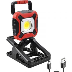 Lampe de Travail Rechargeable, Super Lumineuse Baladeuse COB Lampe D'atelier Base Magn&eacute;tique, Batterie Externe pour Garage Urgence (Rouge3)