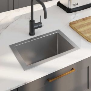 Maison Chic - vier de cuisine Evier 1 bac Évier à poser fait à la main avec crépine Acier inoxydable