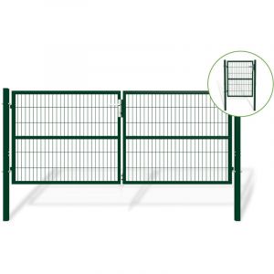 Casanoov - Portail grillagé 3m razo H.120cm + Portillon 1m razo H.120cm Vert