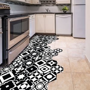 Ambiance-sticker - Stickers Sol Anti-dérapant avec Protection - tomettes sol aliticia - 60x135cm-10stickershexagones30x26cm