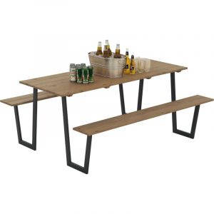 Table de pique-nique robuste 6 personnes - table foresti&egrave;re pic nic - table-bancs bois acier