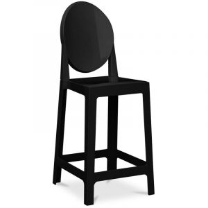 Privatefloor - Tabouret de bar avec dossier - Design transparent - 65cm - Victoria Queen Noir