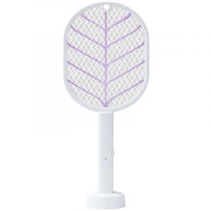 Raquette Electrique Insectes Raquette Anti Moustiques Pliable 2700V 1800mAh Tapette &Eacute;lectrique Puissante Rechargeable avec C&acirc;ble Chargement USB-C