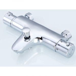 Mitigeur de baignoire thermostatique, robinet, mitigeur de douche avec thermostat, cuivre plaqu&eacute;, montage sur baignoire