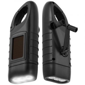 Lampe de poche génératrice et cellule solaire - Lot de 2 lampes de poche génératrices noires