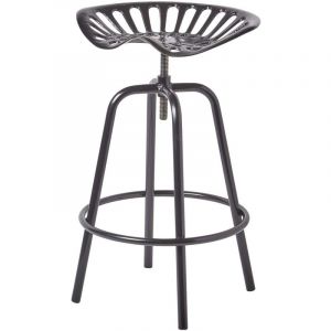Tabouret vintage noir avec si&egrave;ge de tracteur pivotant, 70 cm - Homescapes