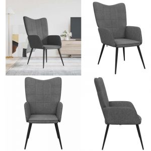 Chaise de relaxation Gris foncé Tissu - Fauteuil Relaxant - Chaise Lounge - Mobilier Moderne - Chaise Confortable - Design Élégant - Home & Living