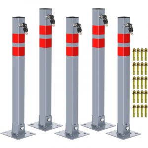 Poteau de Parking 5x Poteau de d&eacute;limitation 65cm Barri&egrave;re de parking Rabattable Bollard &agrave; b&eacute;tonner Poteau de barrage