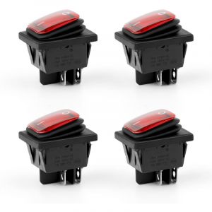 Aougo - 4 Interrupteur, Interrupteur &agrave; Bascule &Eacute;tanches, ac 16A/250V 20 A/125V 4 Broches 2 Positions, Interrupteur &agrave; Basculante pour Montage sur