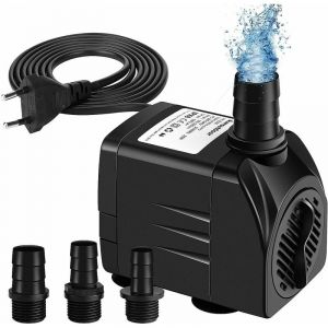 AIDUCHO Pompe Eau Submersible, 65w 3000l / H Mini Pompe Aquarium,Ajustable Pompe Fontaine Pour Étang Fontaine Réservoir De Poissons Avec 3 Buses,