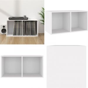 Vidaxl - Boîte de rangement vinyles Blanc 71x34x36 cm Bois d'ingénierie - Boîte De Rangement Vinyle - Meuble Rangement Disque Vinyle - Rangement Lp