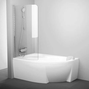 Ravak - Chrome - Paroi de baignoire monobloc CVSK1 Rosa, gauche, 85x150 cm, aluminium brillant/verre transparent 7QLM0C00Y1