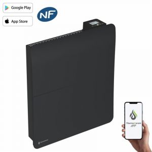 Radiateur &eacute;lectrique connect&eacute; 1000W double syst&egrave;me de chauffe horizontal Noir Cira