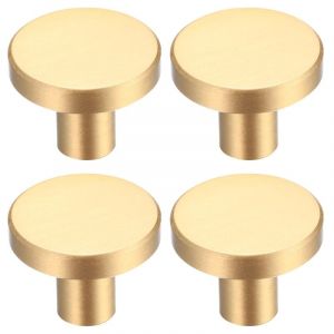 Sollbry - Poignee de Porte Laiton Massif Rond, Poignée de Meuble, Poignée Boutons de Tirage Tiroir Armoire Placards Commode Cuisine, Monotrou Poignée