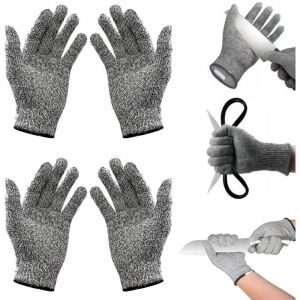 2 Paires Gants Anti Coupure, Gants R&eacute;sistants aux Coupures, Gant Anti Coupure Cuisine de Protection de Niveau 5, Gants Ambidextres Anti-Coupures,