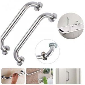 2pcs 20 cm Barre d&rsquo;Appui Douche Poign&eacute;e de Baignoire en Acier InoxydableBarres Porte-Serviettes Poign&eacute;e de Douche Barres de S&eacute;curit&eacute; Murale pour