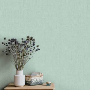 Bricoflor - Papier peint uni vert clair pour chambre moderne | Tapisserie unicolore verte pour déco scandinave | Papier peint tendance vert bleu