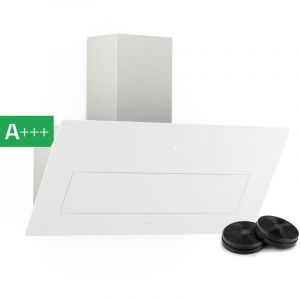Klarstein SleekAir Hotte Aspirante - Hotte D&eacute;corative 90 cm, D&eacute;bit 718 m&sup3;/h, CEE A++, &Eacute;clairage LED 5W, Commande Tactile, Double Ventilation, Blanc