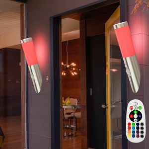 Etc-shop - 2x applique murale avec détecteur de mouvement applique murale moderne torche murale jardin, télécommande dimmable, led rvb, DxH 7,6x41 cm