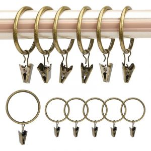 30 Pi&egrave;ces Anneaux Rideaux avec Pinces, 32mm Diam&egrave;tre Int&eacute;rieur Pince pour Rideaux en M&eacute;tal, Bronze Anneau Rideau avec Pinces, Clips de Rideau Anneaux