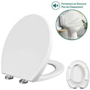 Jalleria - Abattant wc Frein de Chute Lunettes Toilettes, Toilette pour Salle de Bain Si&egrave;ge de Toilettes, 42x36cm, Blanc