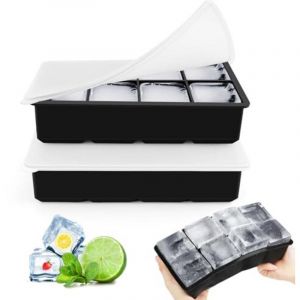 [JAMAIS UTILIS&Eacute;]Bac a Glacon, 2 Pi&egrave;ces 16 Compartiments Moule a Glacon Bac Glacon Silicone, Reutilisable Gl&ccedil;ons Carr&eacute;s 5cm pour Nourriture B&eacute;b&eacute;,