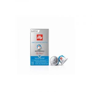 Boite de 10 Capsules café Illy Torrefaction Classique Décaféiné 8994 Argent et Bleu