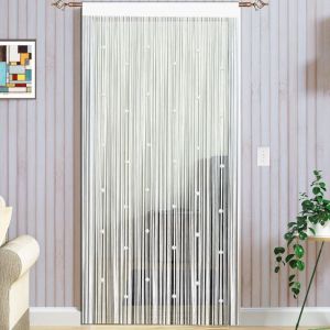 100x200cm Blanc Rideau De Porte en Perles Rideau Anti Mouches pour Porte Exterieur Moustiquaire Rideaux Rideau Anti Mouche Exterieur Cloison De