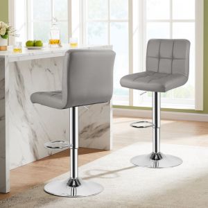 Wowttrelax - Tabouret de bar reglable Chaises de bar hauteur assise 55 à 75 cm - Gris