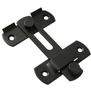 KZQ - Serrure de porte pliante noire à 90 degrés serrure de porte de grange, serrure coulissante incurvée à angle droit, loquet de volet roulant,