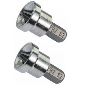 Lot de 2 Embouts de Vissage Sp&eacute;cial pour Plaques de Pl&acirc;tre/Placo/ PH2x25mm 1/4'' pour Vis Cruciforme &agrave; Empreinte Phillips PH2