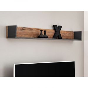 Komodee - Etagère Orvieto, Chêne/Anthracite, Largeur 149 cm x Hauteur 15 cm x Profondeur 13 cm, pour Salon, Chambre, Couloir‎