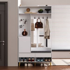 Tanant - Ensemble vestiaire, Ensemble de meubles d'entrée avec banc à chaussures, 4 patères, 2 tiroirs et 1 porte, design moderne, 100 x 35 x 180 cm,