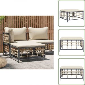 Vidaxl - Tabouret de jardin avec coussin beige r&eacute;sine tress&eacute;e - Chaise De Jardin - Fauteuil De Jardin - Mobilier De Jardin - Pouf Ext&eacute;rieur - Set De