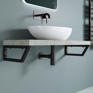 Doporro - 3 pièces equerre de fixation plan de toilette étagère tablette murale acier inox noir 50cm WH02