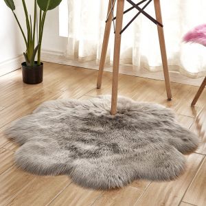 Jn.songs - Tapis Salon Prune Shaggy Moderne Tapis Fourrure Tapis &agrave; Poils Longs Moelleux 60CM - Gris