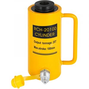 Vevor &ndash; Cric hydraulique creux 20 T &ndash; Course 100 mm &ndash; M&eacute;tal robuste &ndash; Connecteur rapide anti-poussi&egrave;re &ndash; Levage facile pour espaces confin&eacute;s