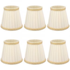 Abat-jour, 6 Pi&egrave;ces Petit Abat-jour Clip sur Tambour Abat-jour Tissu pour Lustre Bougie Ampoules Accessoires D'&eacute;clairage E14, Pinces - Gabrielle