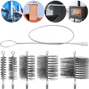 Xiiw - 5 Pcs Brosses de Ramonage M12 H&eacute;risson de Ramonage, Chemin&eacute;e Brosse de Chaudi&egrave;re de Chauffage Goupillon &agrave; Tuyau de Po&ecirc;le Rond, Brosse de