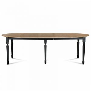 Table ronde 6 pieds tournés 115 cm + 3 rallonges bois - victoria - Noir