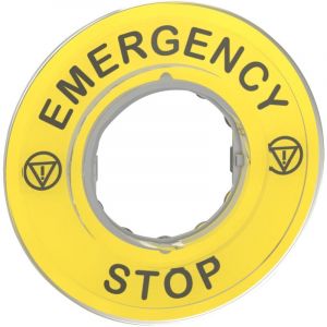 Etiquette circulaire - arret d'urgence - d60 - emergency stop Schneider zby9320