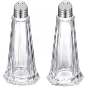 Sali&egrave;re et Poivri&egrave;re, Set de 2, Capacit&eacute; : env. 40 ml, Verre/Acier Inoxydable, New York, Argent/Transparent