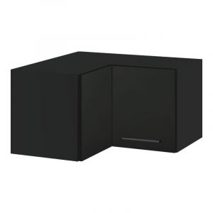 Meuble d'angle haut SLIM de cuisine Lovia Noir Mat 2 portes L 60/60 cm - Porte avec poign&eacute;e apparente Black