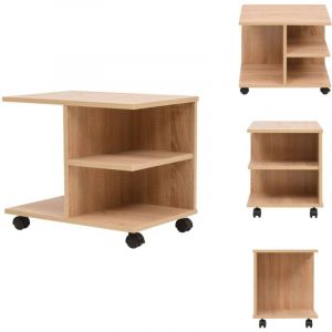 Étagère à roulettes 50x35x42 cm Chêne - Bibliothèque - Étagère - Meuble De Rangement - Bibliothèque Sur Roulette - Mobilier Chêne