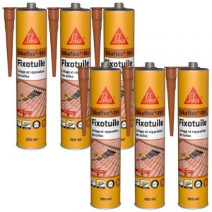 Lot de 6 mastics colle souple SIKA Sika Fixotuile - Terre cuite - 300ml