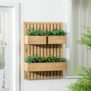 Arturesthome - Jardinière mobile haute en treillis en bois massif, 60x16x80cm, pour terrasses et balcons, couleur naturelle