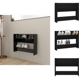 Armoire à chaussures murale Noir 80x18x60 cm Aggloméré - Armoire à Chaussures Murale - Rangement Chaussures - Meuble à Chaussures - Organiseur
