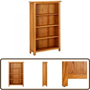 Bibliothèque à 4 niveaux 70x22x110 cm Bois de chêne massif - Bibliothèque En Bois - Bibliothèque Rustique - Bibliothèque Chêne Massif - Meuble