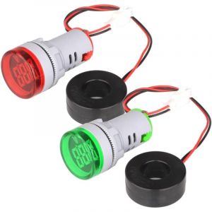 Mini Ampèremètre Numérique à LED, AC 0-100A Testeur D'ampérage Numérique Moniteur D'ampèremètre Indicateur de Signal LED Panneau Lumineux (Rouge/Vert)