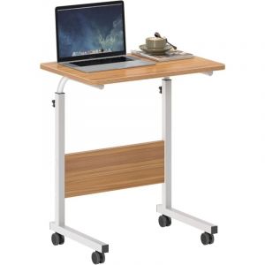 Soges Table d'appoint r&eacute;glable en hauteur pour bureau d'ordinateur portable 60 x 40 cm, table de support d'ordinateur avec 4 roulettes